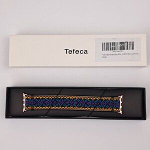 Tefeca Blue Ethnic Embroidery Elastic Compatible/Replacement Band Apple Watch